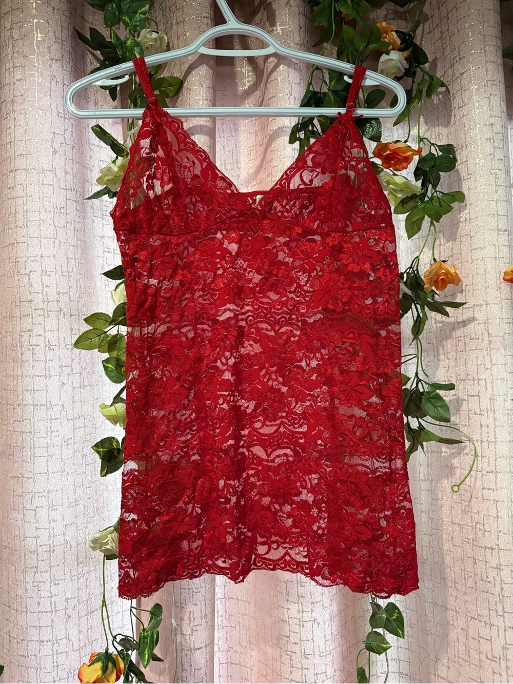 Rampage Sheer Red Lace Chemise Slip
